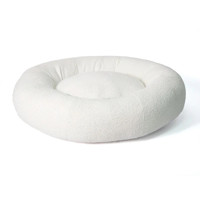 Orthopedic Dog Bed, Soft Round with Teddy Boucle Fabric, Machine Washable, Non-Slip Bottom