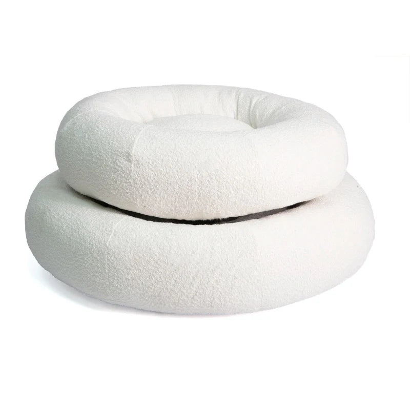 Orthopedic Dog Bed, Soft Round with Teddy Boucle Fabric, Machine Washable, Non-Slip Bottom