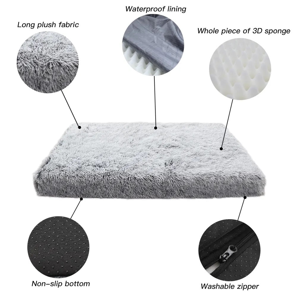 Furrverse Soft Plush Pet Bed, Washable Zippered Cushion, Large Dog Mattress, Cat Mat, 3D Foam, Non-Slip Mat